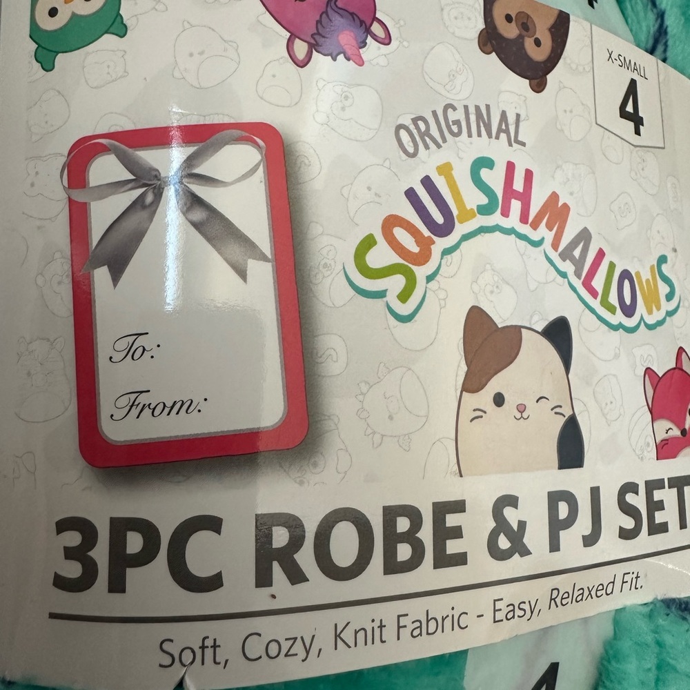 Squishmallows 3 PIECE Soft Hooded Robe & Pajama Set size 4 XS - Picture 6 of 11